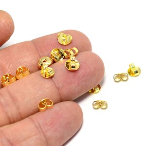 Polished Gold Plated  Earring Stopper, 3.5x6 mm Earring Butterfly Connectors , Jewelry Supplies   EG6