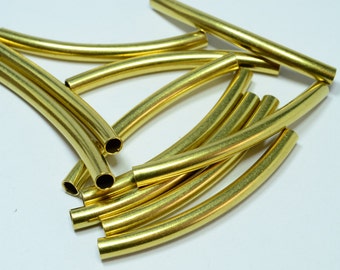 20 szt. surowych mosiężnych zakrzywionych metalowych koralików rurkowych 3 x 42 mm (0,12 "x 1,65") zakrzywiona rurka, elementy