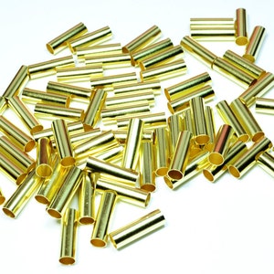 50 Pcs Brass Color  4x13 mm Metal Tube Beads , Findings,Cylinder Tube