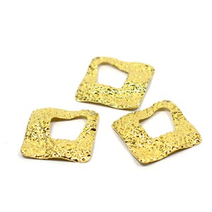 Brass Square Textured Charms  ,6 Pcs. Raw Brass Textured 1 Hole Square Charms ,(0.5x21x21 mm ) Jewelry Supplies , Earring Charms