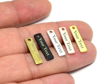 Etiquetas de logotipo personalizadas, Etiqueta grabada de logotipo, Etiqueta de collar personalizado, 0.8x5x20 mm, Etiqueta de joyería, Hallazgos