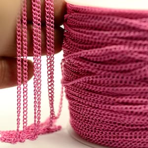 Cadena de eslabones curvos ovalados de 2,2 x 3,2 mm, color rosa, 99 pies, 30 metros