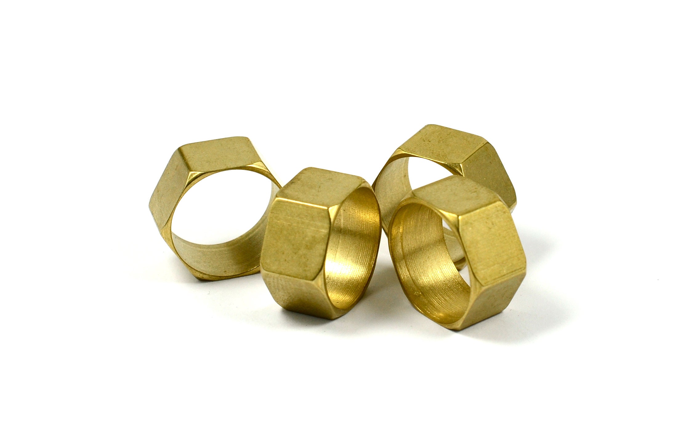 25 Pcs. Raw Brass Hexagonal 10x18 mm Inside diameter 17 mm Ring Blanks Z152