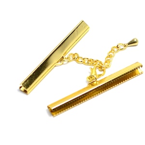 Polished Gold Plated Ribbon Crimps , 51 mm Ribbon Crimps Set Connectors , Jewelry Supplies