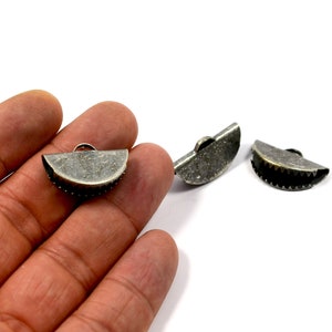Antique Silver Ribbon Crimps , 10 Pcs.Ribbon Crimps End Connector ,( 15x25 mm), Jewelry Supplies