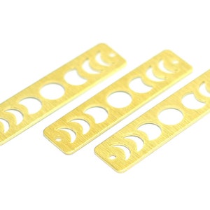 Brass Phases of Moon Charms  ,Raw Brass Textured Rectangle Earring Findings ,0.8x10x40 mm , Findings  MT280