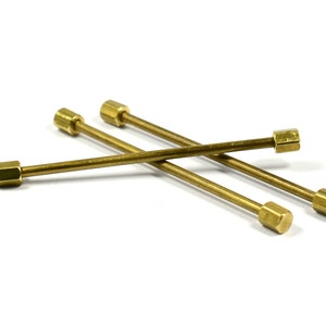 4 Pcs. Raw Brass Screw Collar Bar 55 mm Length , Hexagonal Bar  Findings  Z289