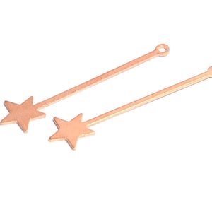Copper Star  Stick Charms, Raw Copper Star Pendant, 0.8x9.5x40 mm , Findings   MC273