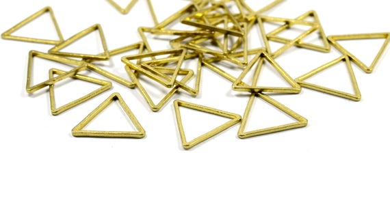 50 Pcs. Raw Brass 15x15 Mm Geometric Triangle Circle Findings Z191
