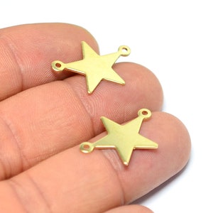 Messing Stern Charms , Stern mit 2 Loop Erkenntnisse , 0.8x15x22 mm , Erkenntnisse MF279