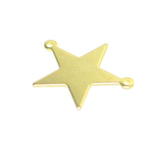 Messing Stern Charms , Stern mit 2 Loop Erkenntnisse , 0.8x22x27 mm , Erkenntnisse MF277