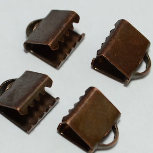 60 Pcs Copper Plated  6x7mm Ribbon Crimps End