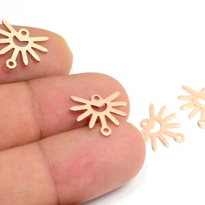 Copper Sun Charm , Sun Charms with 2 Loop   , 0.8x13x15 mm , Earring Findings  MC326