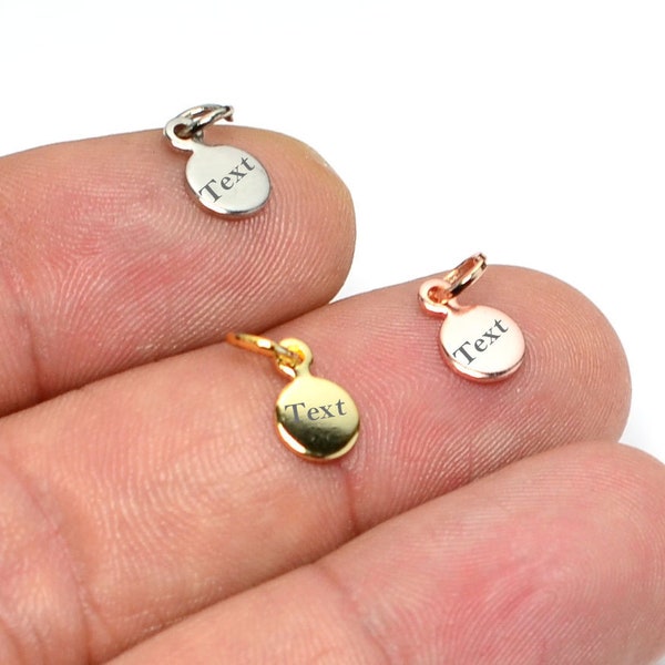 Custom Tag Laser Engraved Jewelry Charms  , Brand Logo Charms , 0.8x6 mm Round  Charms  , Jewelry Tag    L20