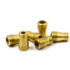 10 Pcs. Raw Brass 16 mm Length , Big Hole 6 mm ,Small Hole 4 mm Aglet Findings, Cord End Finished  Z212