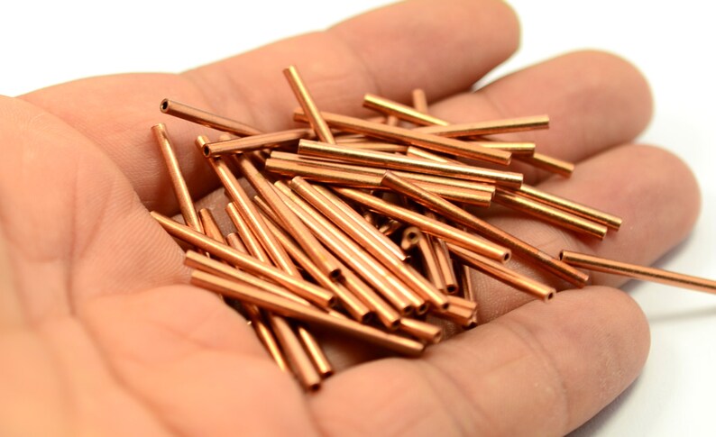 25 Pcs. Raw Copper 2x30 mm Tube Spacers İnside Diameter 1.1 mm MC192 image 1