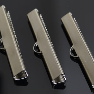 10 Pieces Silver Tone 6x40 mm Ribbon Crimp End, Leather  Clasps Connector