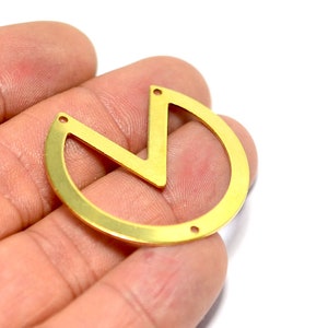 Raw Brass Slice Charms , 0.8x34x37 mm Raw Brass  2 Hole Circle Charms , Findings   MF114