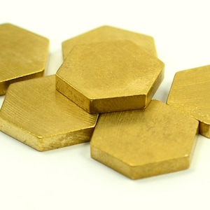 25 Pcs. Raw Brass Industrial 16 mm Hexagon No Hole Findings - 9 gauge ( 3mm thickness )
