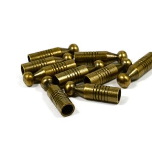 10 Pcs. Antique  Brass 7x26 mm Bolo Tips Cord End , İnside Diameter 5.5 mm AB756