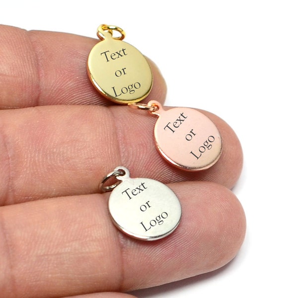 Custom Tag Laser Engraved Jewelry Charms  ,Personalized  Logo Charms , 0.8x12  mm Round  Charms  , Jewelry Tag    L17