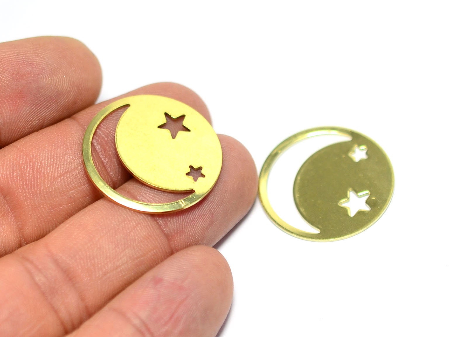 Brass Round Moon Star Round Disc , 0.8x25 Mm Round Charms , Connectors ...