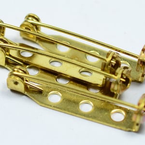10 Pieces Raw Brass 27 mm Safety Brooch Pin Bar Connectors