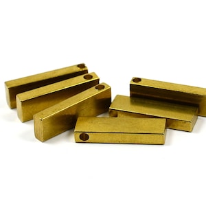 10 Pcs. Solid Bras 3x6x20mm Rectangular Stick Bar Pendants 1 Hole , Personalized Blanks   , Z13