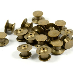 10 Pcs. Antique Brass Lapel Locking Pin Back Clutch 1 Hole Pins