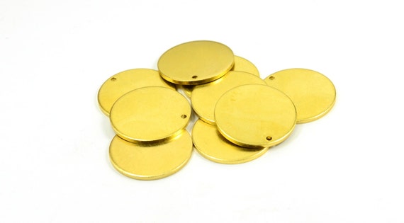 Round Stamp Raw Brass Hammared Round Disc Charms Brass Stamp,1 hole Stamp HM-54 3 pcs 25mm