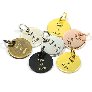 Custom Tag Laser Engraved Jewelry Charms  ,Personalized  Logo Charms , 0.8x10  mm Round  Charms  , Jewelry Tag    L81