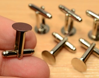 20 Pieces (10 Pair ) Silver Tone 10 mm  Blanks Men Cuff Link