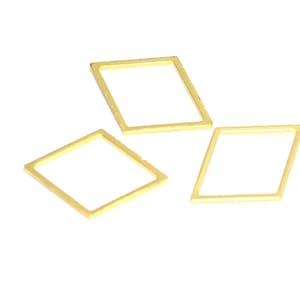 Polished  Gold Plated  Rhombus Rings  , 1x17x24   mm Geometric Connectors , Charms   G230