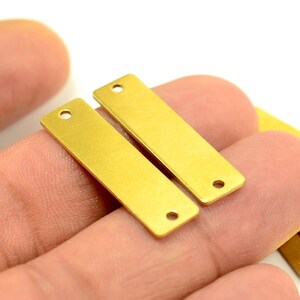 15 Pcs . Raw Brass 8x25 mm Rectangular (5/16&quot; x 1&quot;) Stamping Blanks 2 Hole 0.8 mm Thick (20 Gauge )  H0516