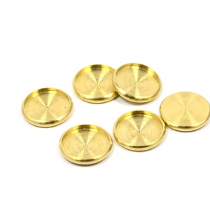 10 Pieces Raw Brass Industrial Cabochon Settings 11 mm Bezel Round Edge Findings   Z90