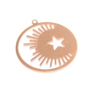 Copper Round Sun Charms  ,Raw Copper Star Sun  Charms, Earring  Charms  , 0.8x30x33 mm , Findings   MC213