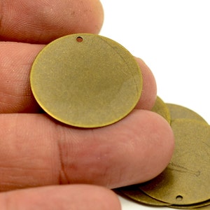 50 Pcs. Antique Brass 25 mm Round 1 Hole Stamping Disc AB760 image 1