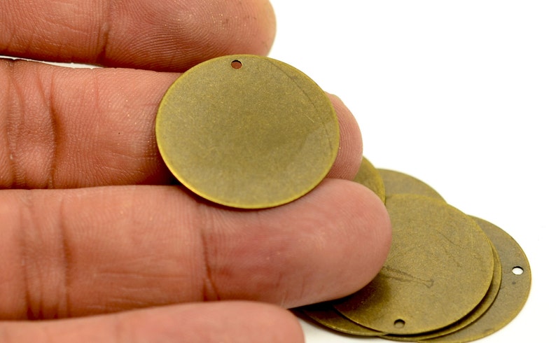 50 Pcs. Antique Brass 25 mm Round 1 Hole Stamping Disc AB760 image 1