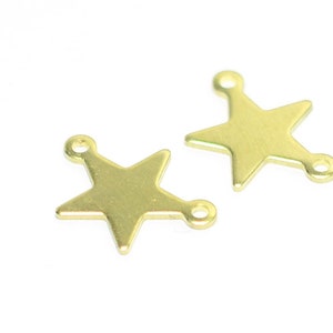 Messing Stern Charms , Stern mit 2 Loop Erkenntnisse , 0.8x12x16 mm , Erkenntnisse MF281