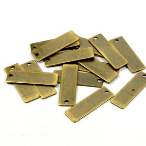 20 Gauge 10 Pcs. Antique  Brass 0.8 (Thick ) x 8 x25 mm Rectangle 1 Hole Stamping Blanks Findings   AB777