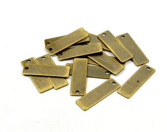 20 Gauge 15 Pcs. Antique  Brass 0.8 (Thick ) x 8 x25 mm Rectangle 1 Hole Stamping Blanks Findings   AB777
