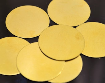 50 Pcs Raw Brass 25 mm Stamping Disc   ( No Holes )  Thickness Of  0.45 mm - 25 Gauge  H0014