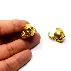 Raw Brass  Skull Adjustable Ring , 1 Pcs. Raw Brass  Skull Ring Findings  , (30x17.5 mm ), Jewelry Supplies  R0032