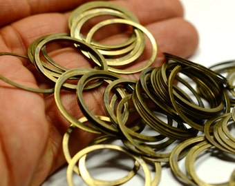 30 Pieces Antique Brass 25 mm Round Circle Ring Findings   AB724