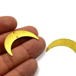 Brass Textured Crescent Charms ,10 Pcs. Raw Brass 2 Hole Crescent Charms , (0.8x9x35 mm) Charms ,Jewelry Supplies    MT105