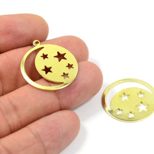Latón Round Moon Star Round Disc , 0.8x25 mm Encantos Redondos , Conectores MF165