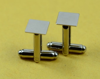 20 Pieces Silver Color ( 10 Pair) 9x9 mm Square Pad Blanks Men Cufflink