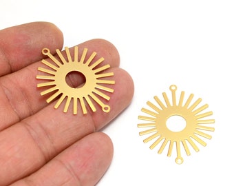 Gepolijste vergulde zon charmes, 0,5x30 mm Sun Shape 2 Loop Charms , Sieraden Supplies, Connectors G209