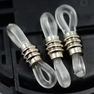 Adjustable Eyeglass Holders , Rubber Ends Eyeglasses Holder , 3x21 mm , Eyeglass Holder ,  200 Pieces ( 100 Pairs )