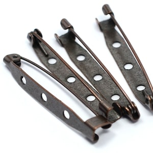20 Pieces Antique Copper 40 mm ( 25/16&quot; ) Brooch Pin Back